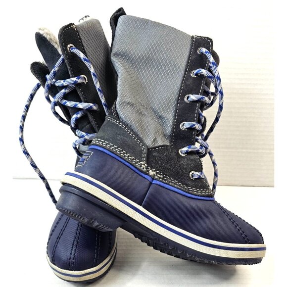 L.L. Bean Boys Insulated Snow Boots Size 12 Navy & Gray Winter Weather Footwear - Picture 1 of 12